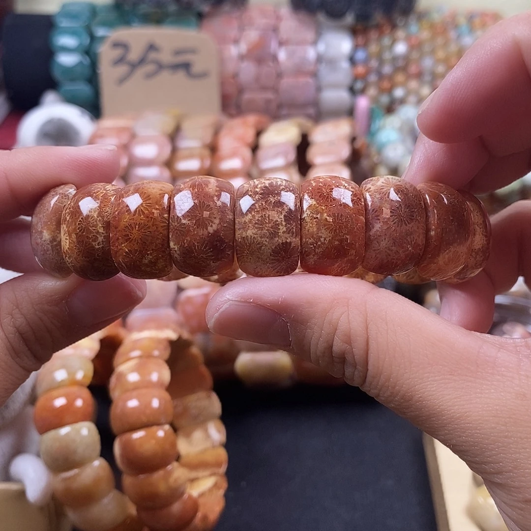 硅化珊瑚（珊瑚玉）未镶嵌手牌 放漏 18号