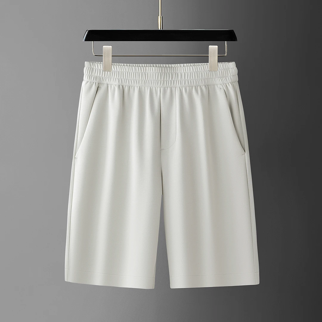 洛尼提日亚夏季冰丝面膜空气层男士纯色宽松直筒五分中裤休闲短裤