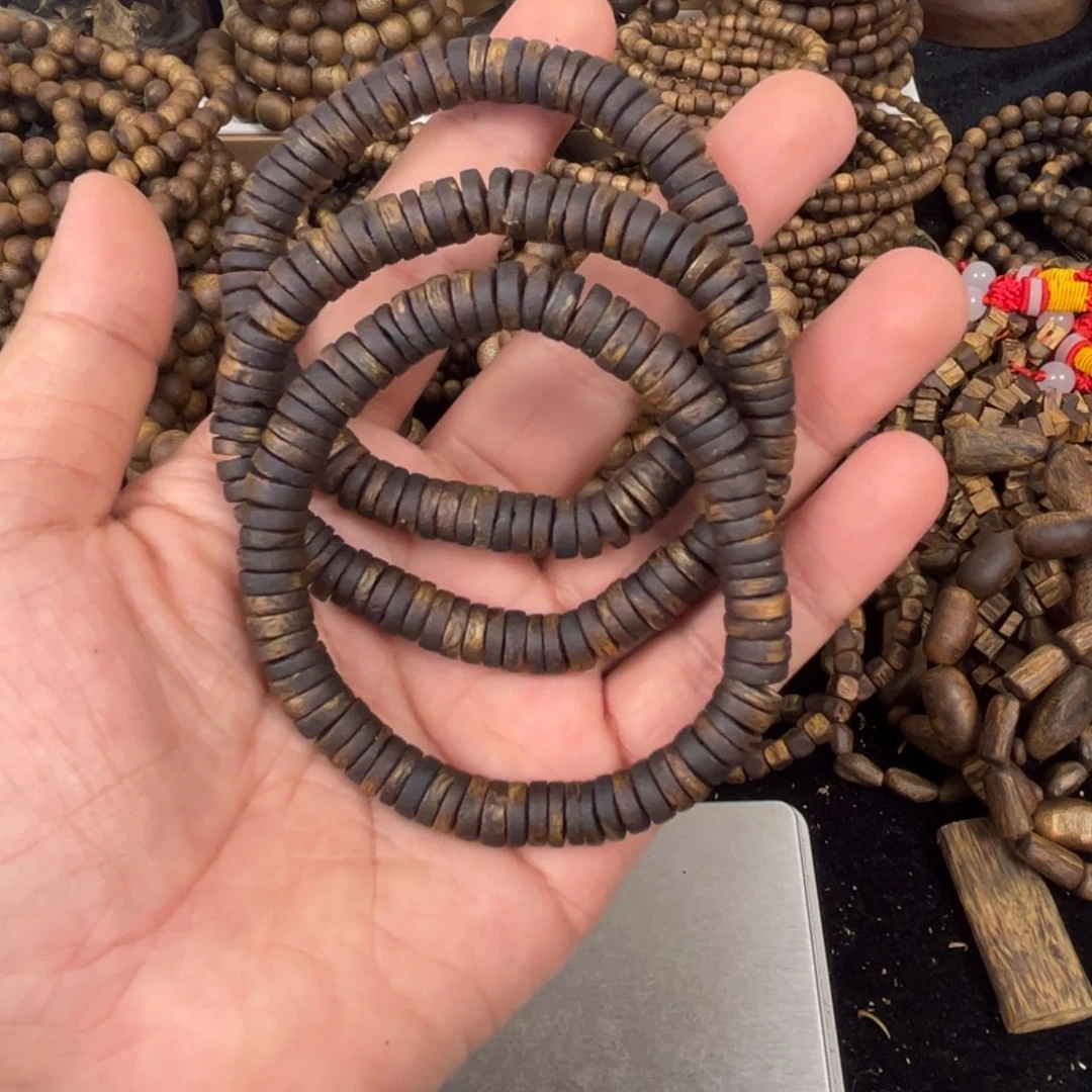 沉香碎屑沉香卡08mm片片珠单圈（99沉）8克+ 多样性发一