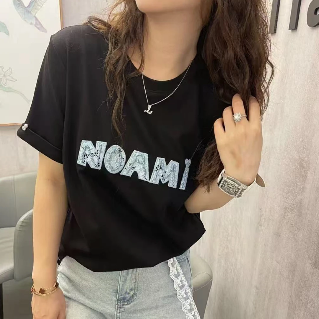 早秋新款字母短袖上衣6773