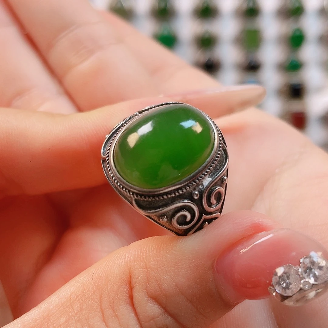 银S925镶嵌戒指和田玉