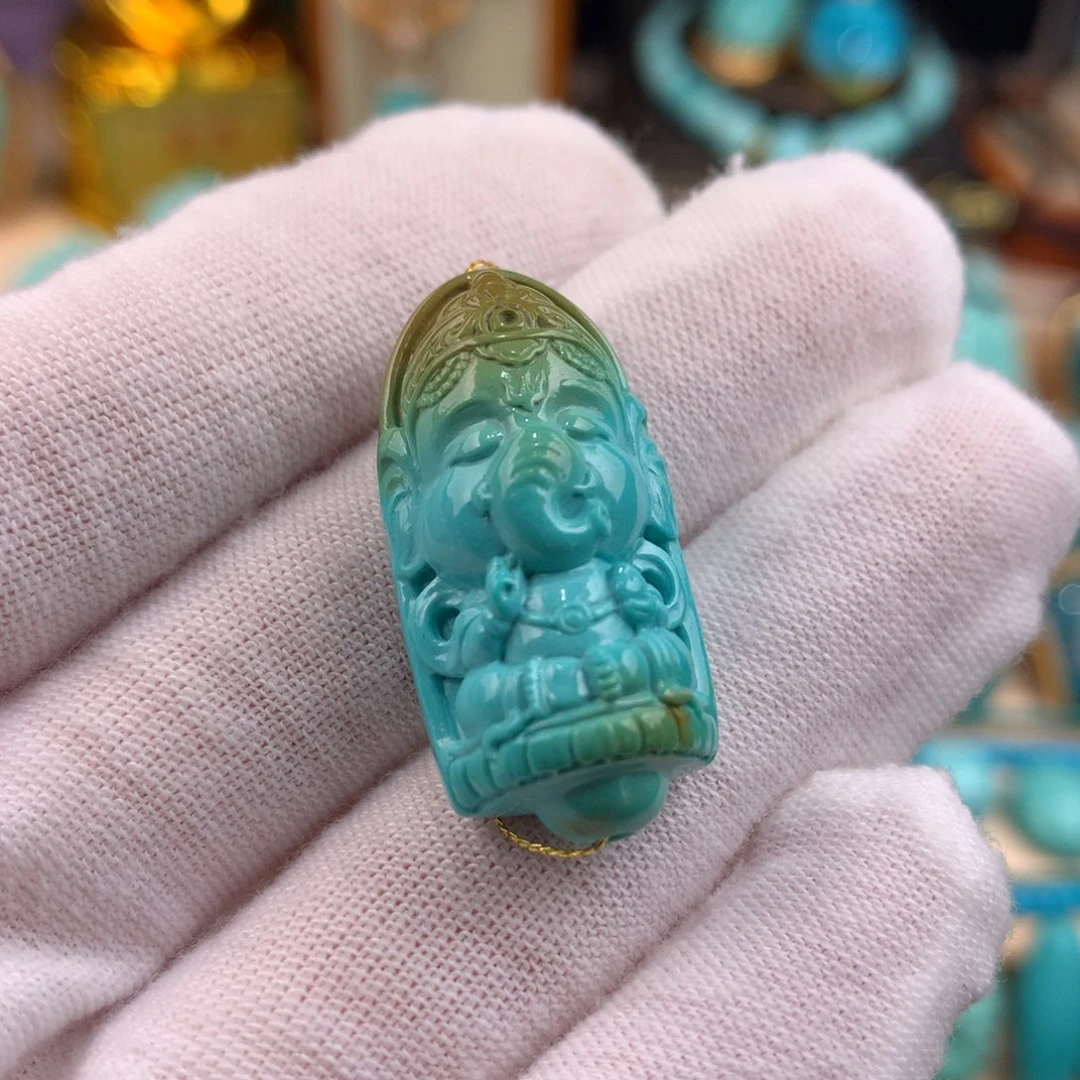 绿松石未镶嵌象神宝宝