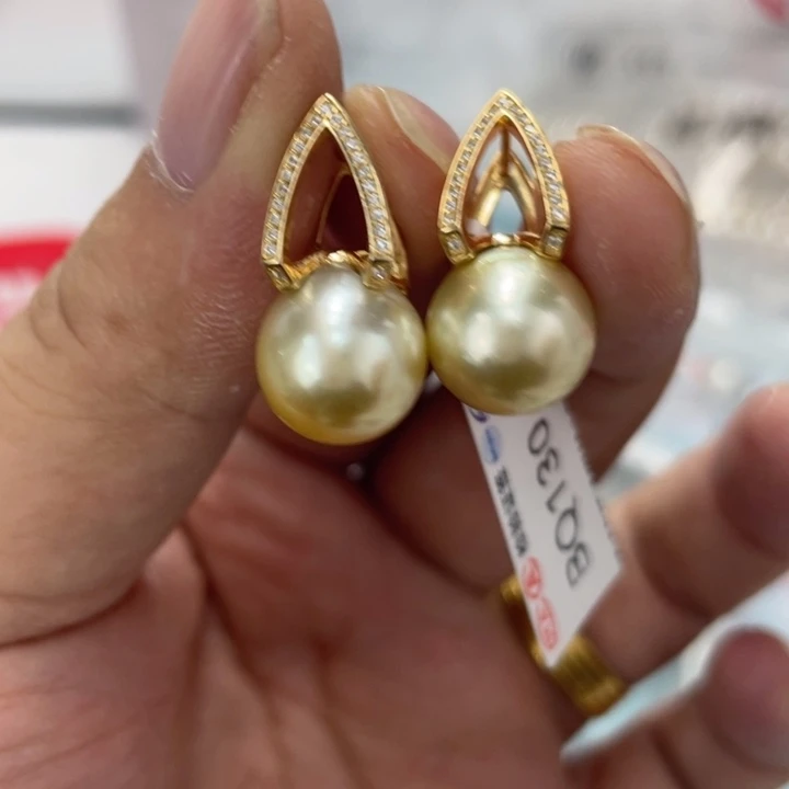 耳饰银S925镶嵌海水珍珠