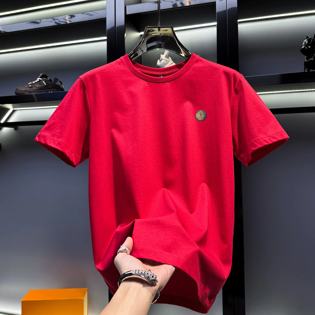 哈逊梅奈欧货轻奢简约丝光棉短袖t恤夏季潮流薄款男士百搭半袖衫