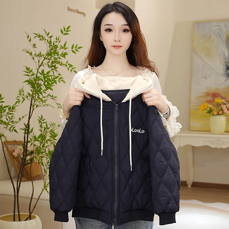 女童冬季厚款棉服外套2025冬季新款小女孩休闲连帽夹棉外套Q63425