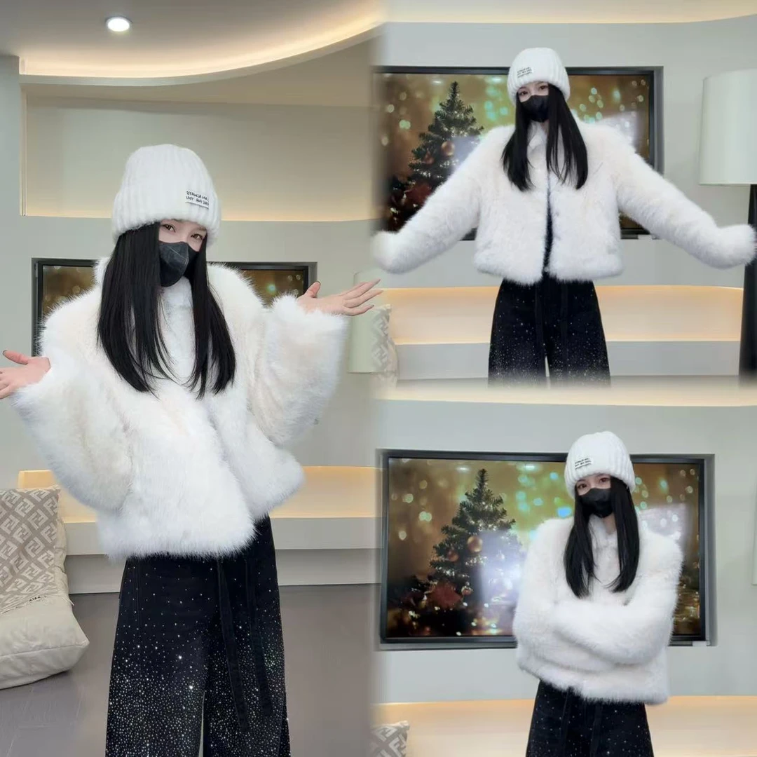 人造皮草 小雪人仿狐狸毛翻领毛毛皮草外套1027【假毛】