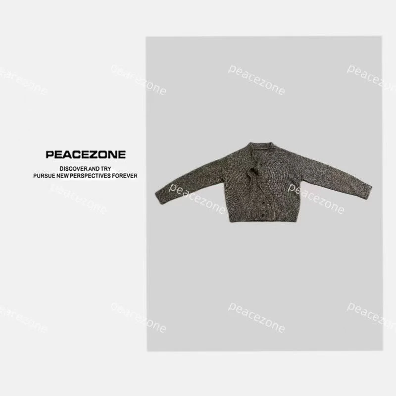 Peacezone 绵羊毛+山羊绒 设计师时尚小众羊毛毛衣/1808138
