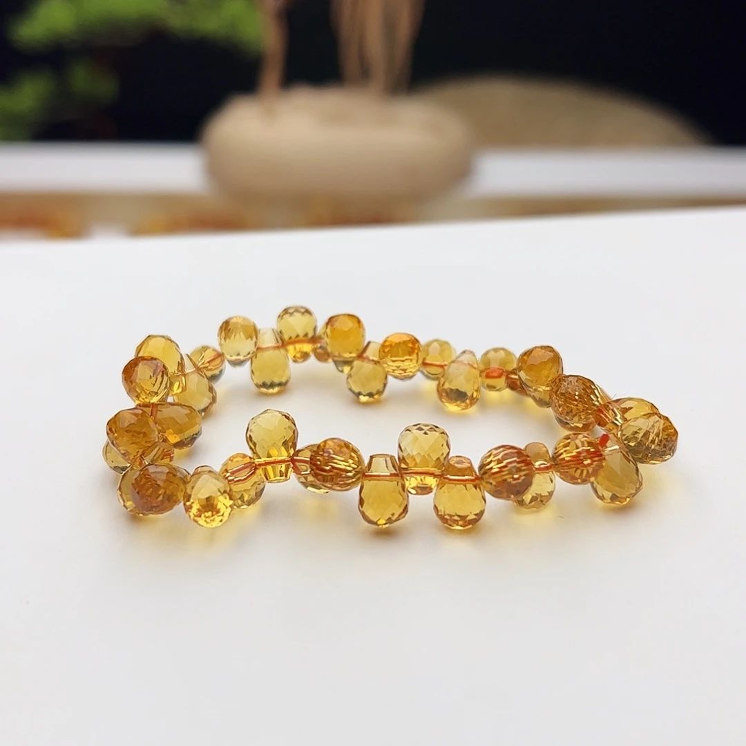 水晶未镶嵌手链黄水晶水滴20
