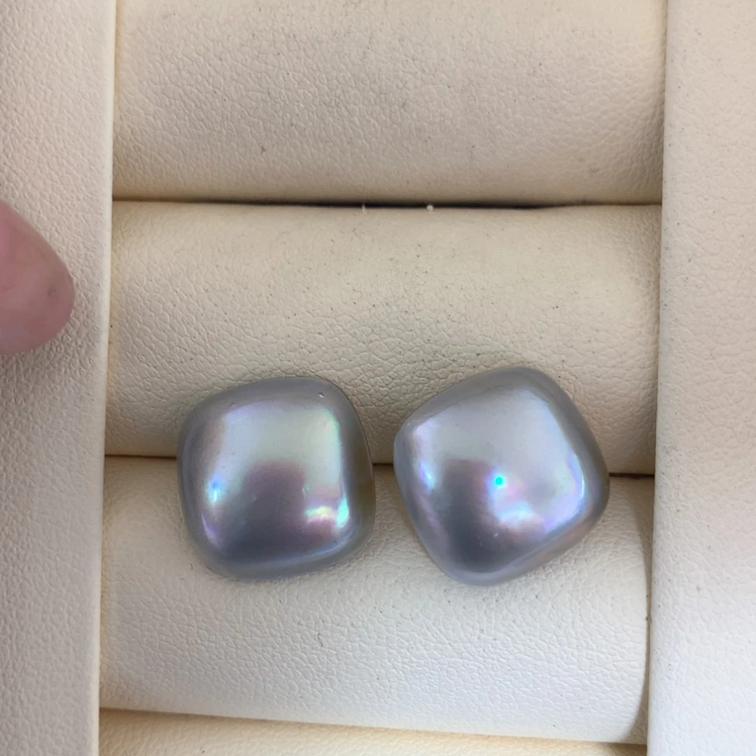 耳饰拼合珍珠（马贝珠）银S925镶嵌