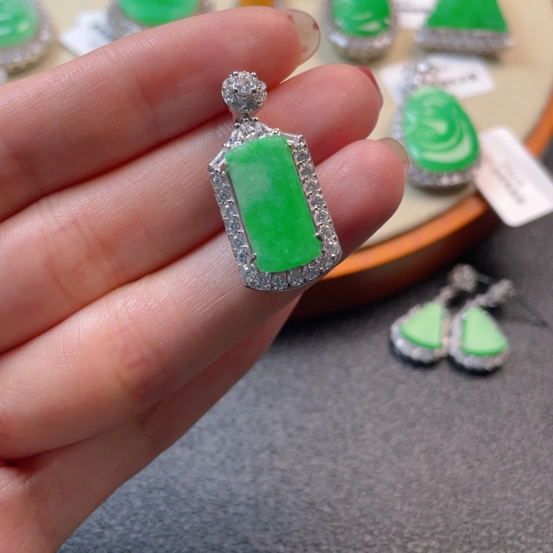 翡翠吊坠(不含链)银S925镶嵌