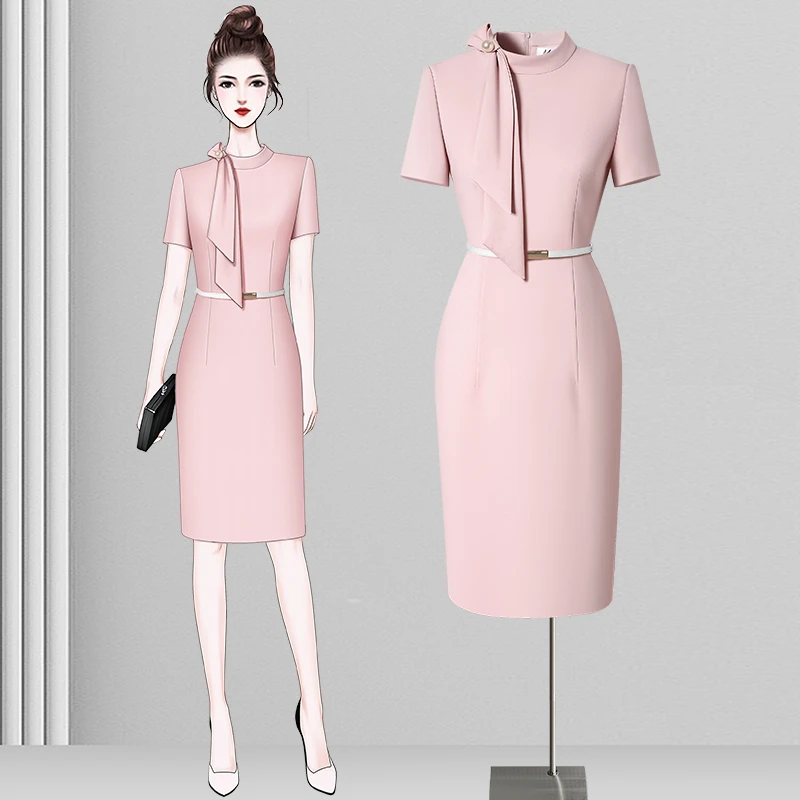 连衣裙修身裙夏季拉链案场连衣裙女神范商务通勤女裙正装气质