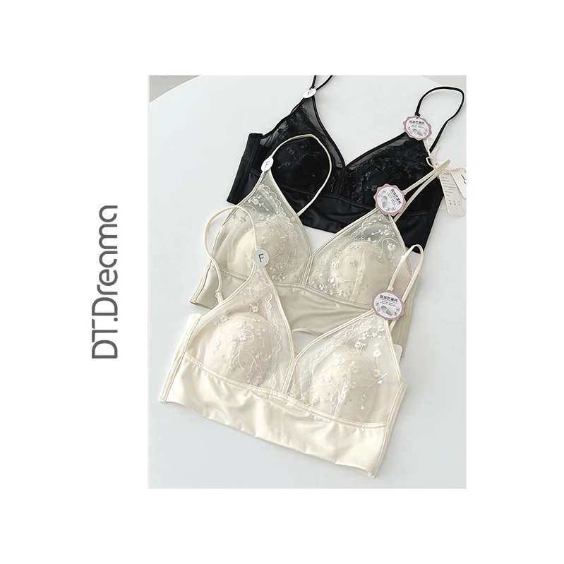 舒适刺绣蕾丝美背裹胸性感露背无痕抹胸一体杯内衣女