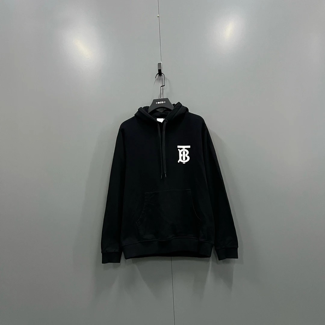 未使用 BURBERRY/博柏利 (ll) 黑色TB印花帽衫 M码/102808
