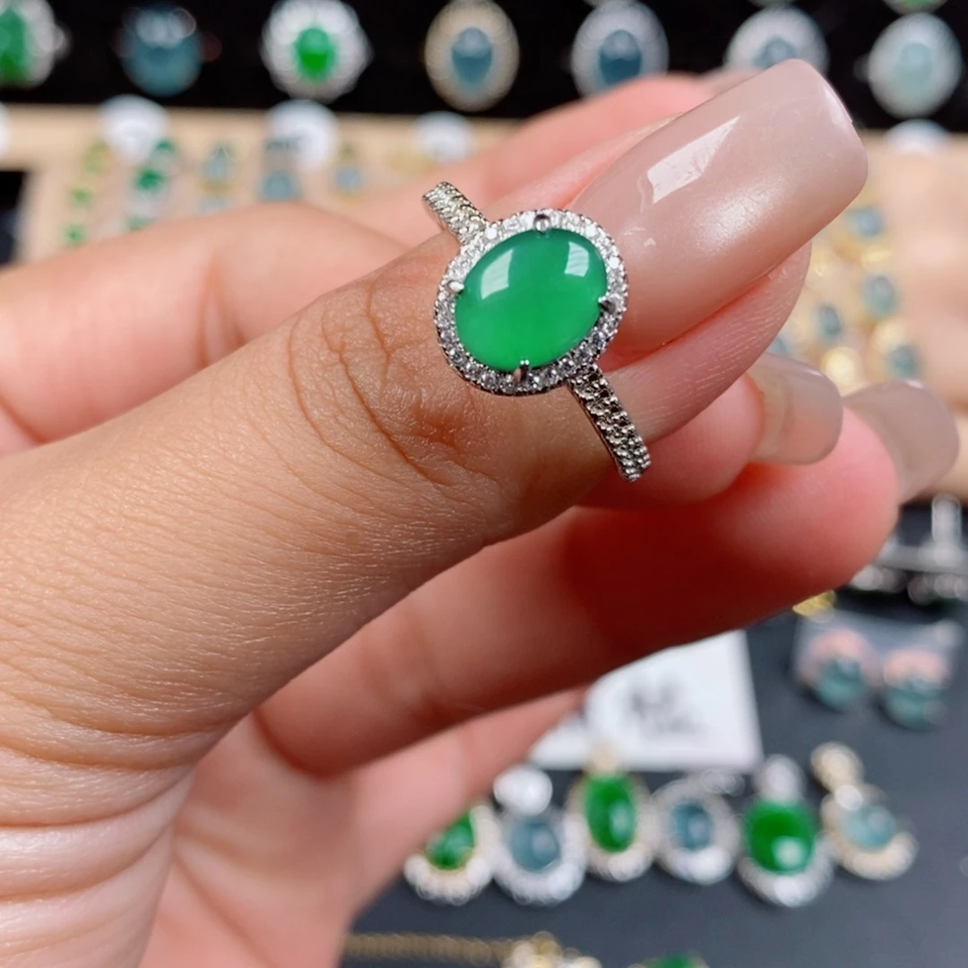 银S925镶嵌戒指翡翠