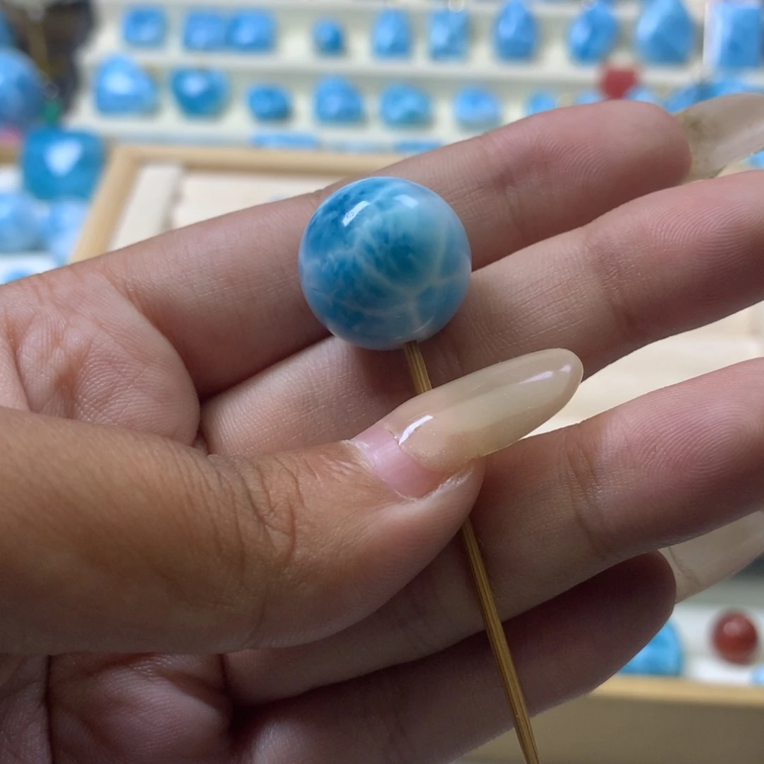 针钠钙石（海纹石）未镶嵌珠宝半成品水*座