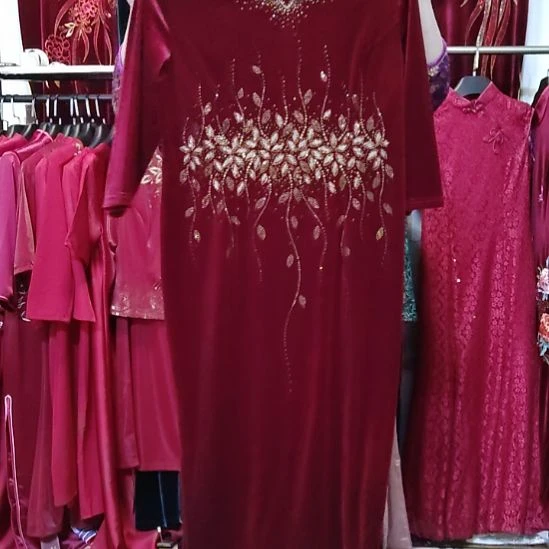 酒红色金丝绒腰缠万贯3xl145斤以内