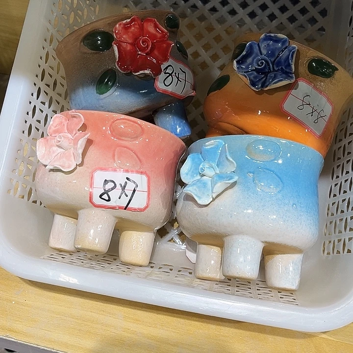 瓷片花盆多肉植物艺术品