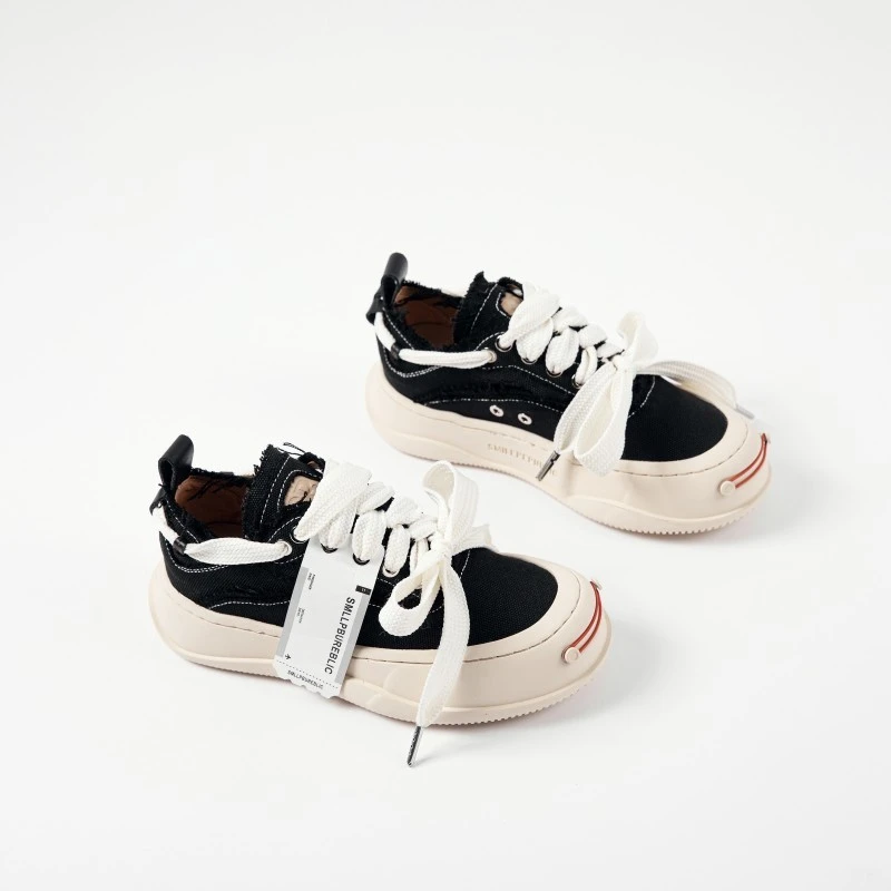 檀健次同款帆布鞋开口笑2025新款男女鞋厚底增高春夏季乞丐板鞋潮