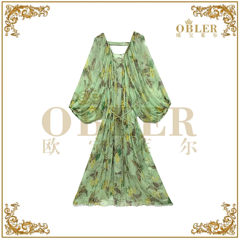 【欧宝莱尔】时尚气质轻奢优雅真丝连衣裙305-24551