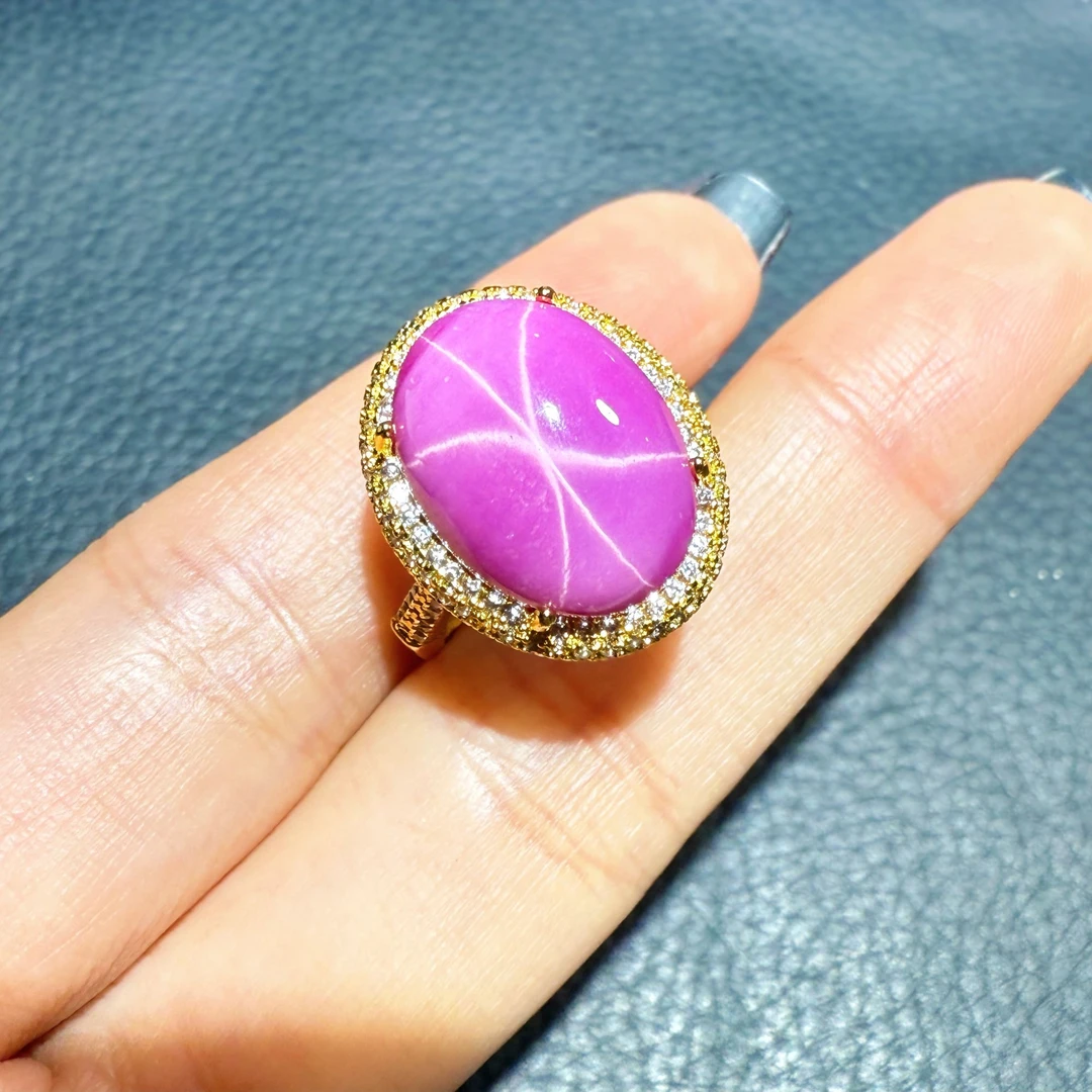 典藏轻奢-粉紫星光-高精切宝石戒指YG-374