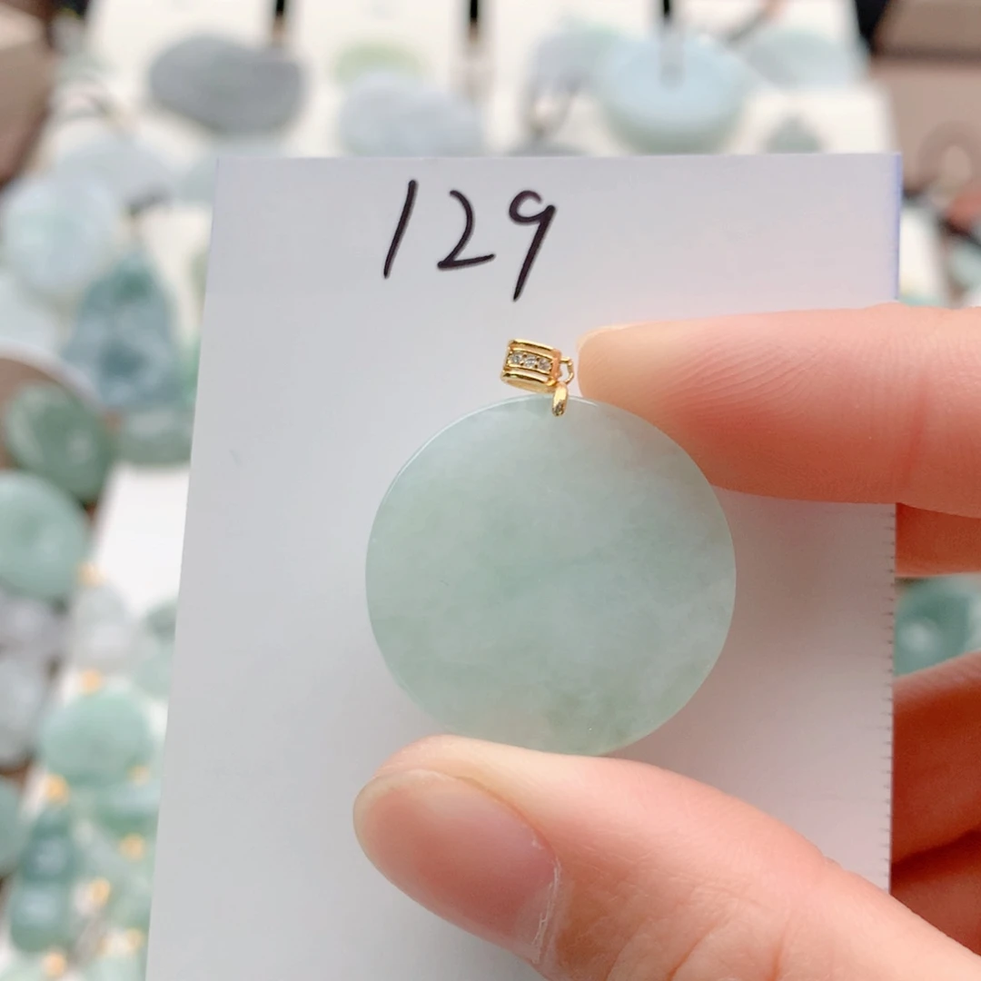 翡翠银S925镀金镶嵌颈饰吊坠