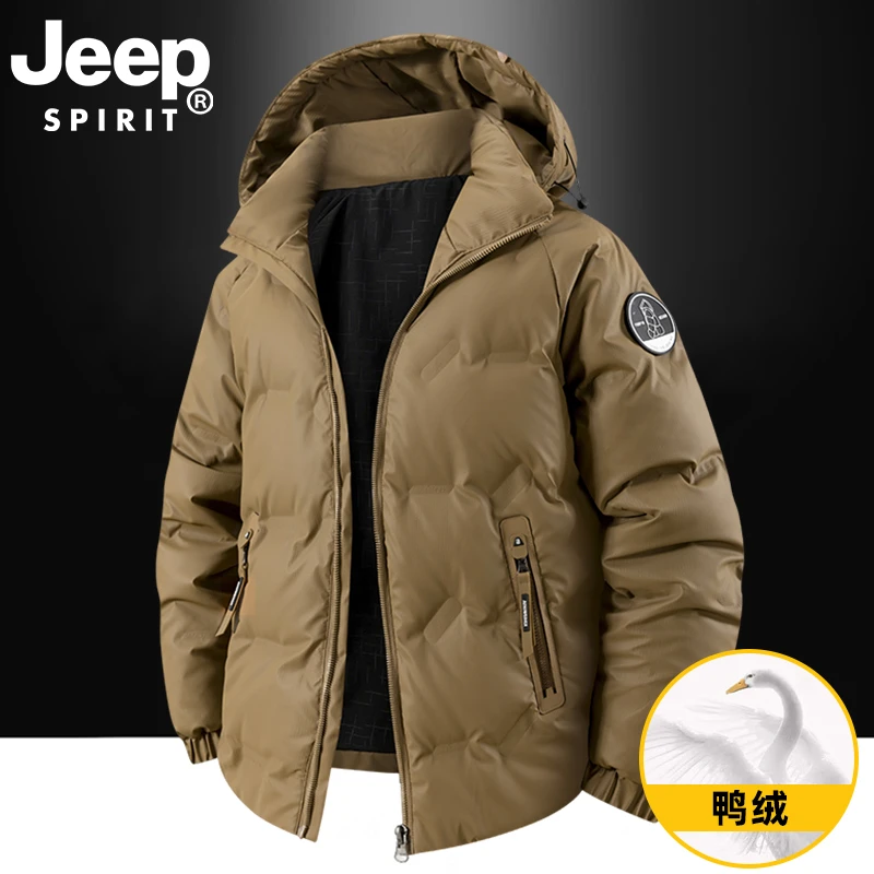 JEEPSPIRIT吉普冬季男士工装羽绒服2025新款防风防寒保暖鸭绒外套