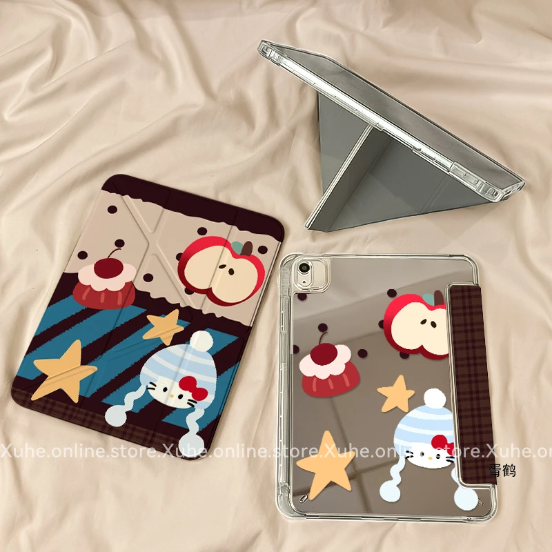 【3+Y折镜面亚克力】帽子凯蒂苹果ipad11华为小米平板保护套air7硬