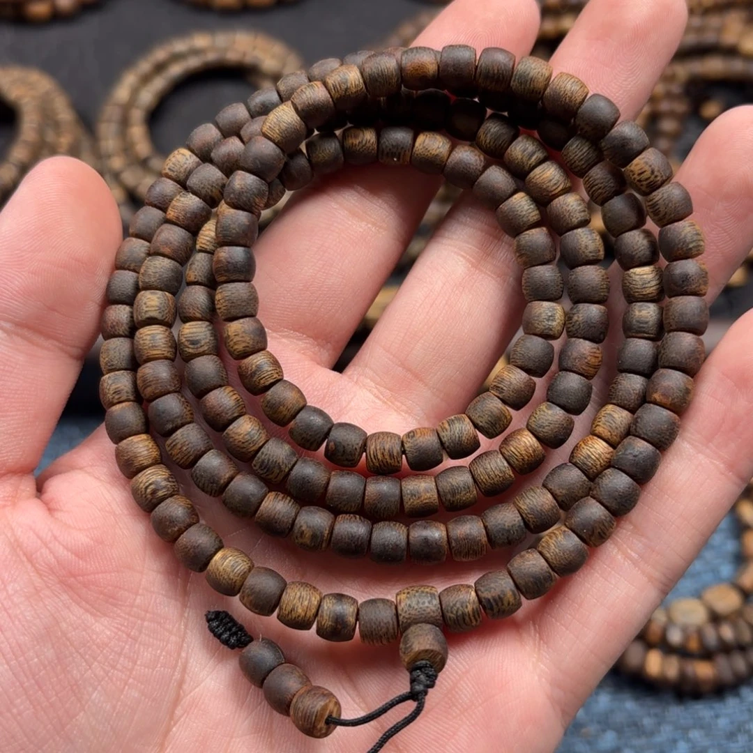 春***里沉香手串淳化老料九九沉乌身圆叶桶珠多圈