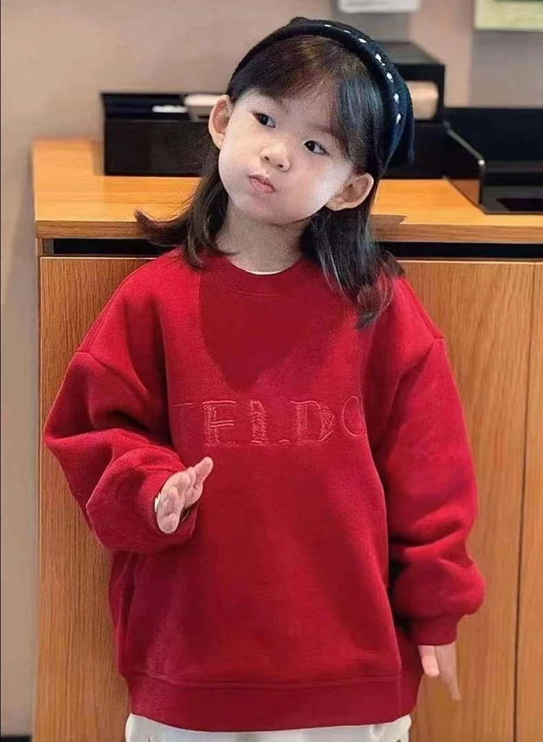 TEL红色加绒卫衣1085(7-2)