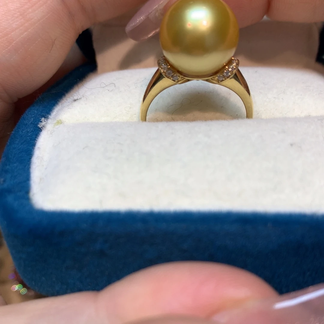 海水珍珠戒指18K金镶嵌