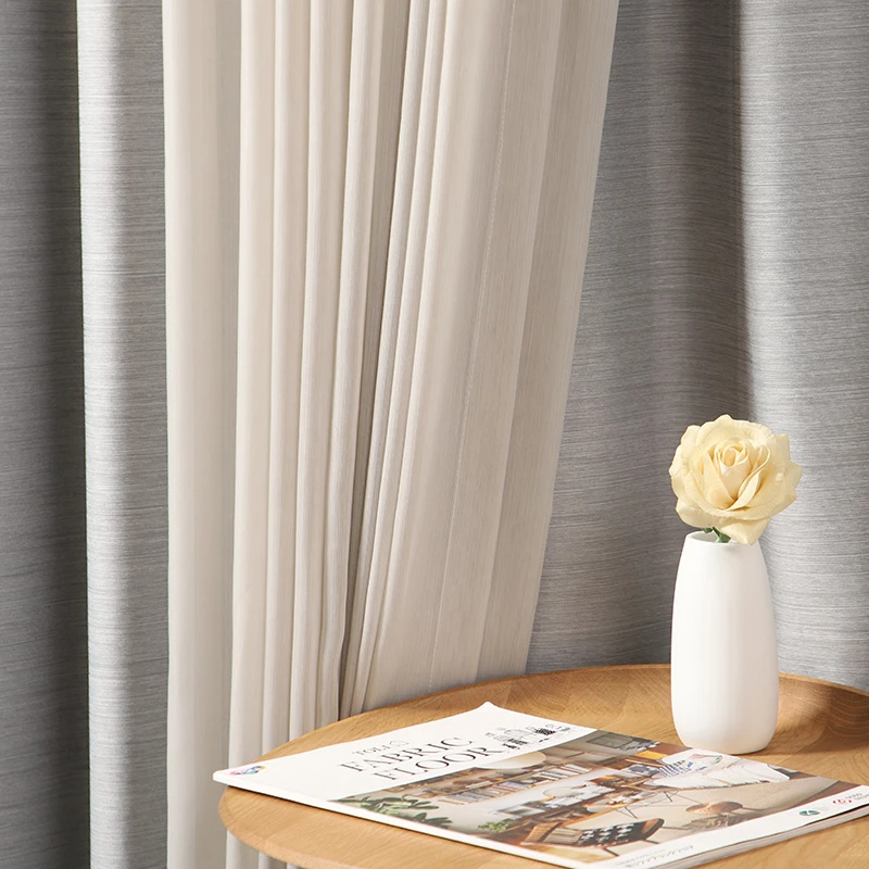 日本进口窗纱简约现代纯色纱帘客厅装饰透光白纱日式落地窗纱定制