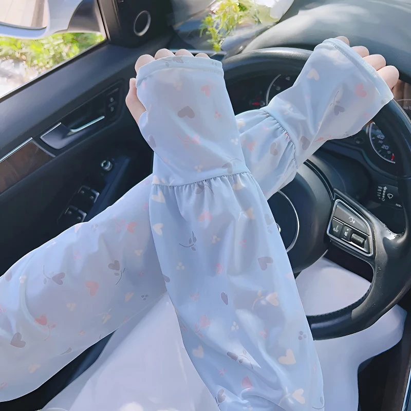 新款大码防晒袖套宽松冰袖女士夏季薄款遮阳护臂手套袖冰丝袖套LX