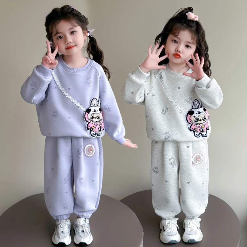 女童套装洋气卡通儿童休闲卫衣两件套小女孩宝宝春秋装2025新款潮
