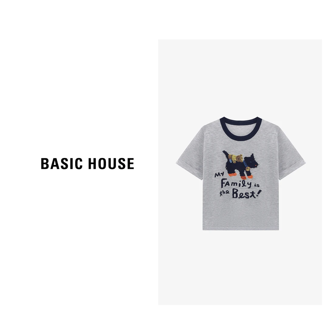 Basic House/百家好夏季时尚休闲印花针织衫知性服装-B0625B5A342