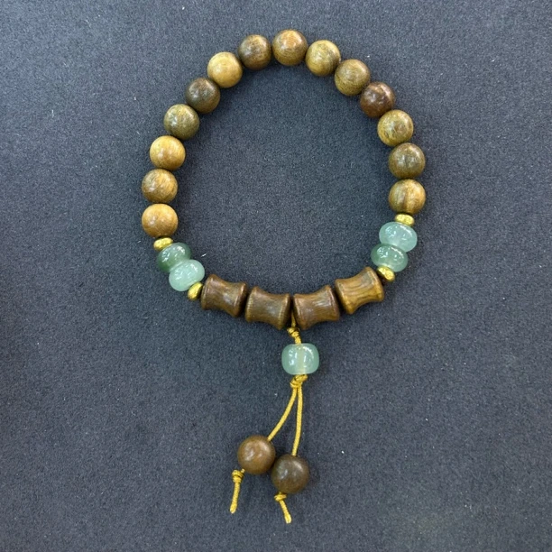 绿檀圆珠➕竹节手串0055