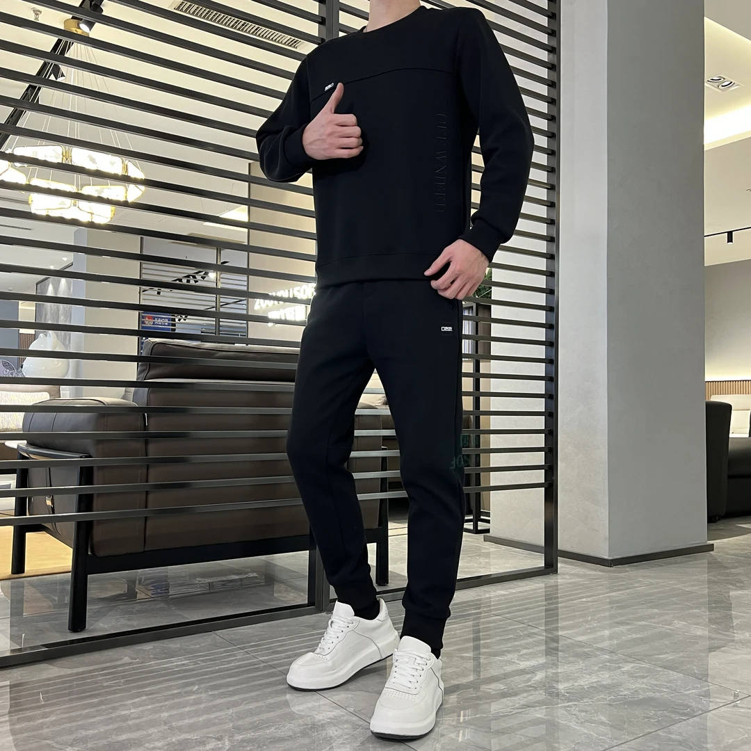 2025时尚休闲运动工装长袖百搭潮流圆领简约男士卫衣卫裤秋冬帅气