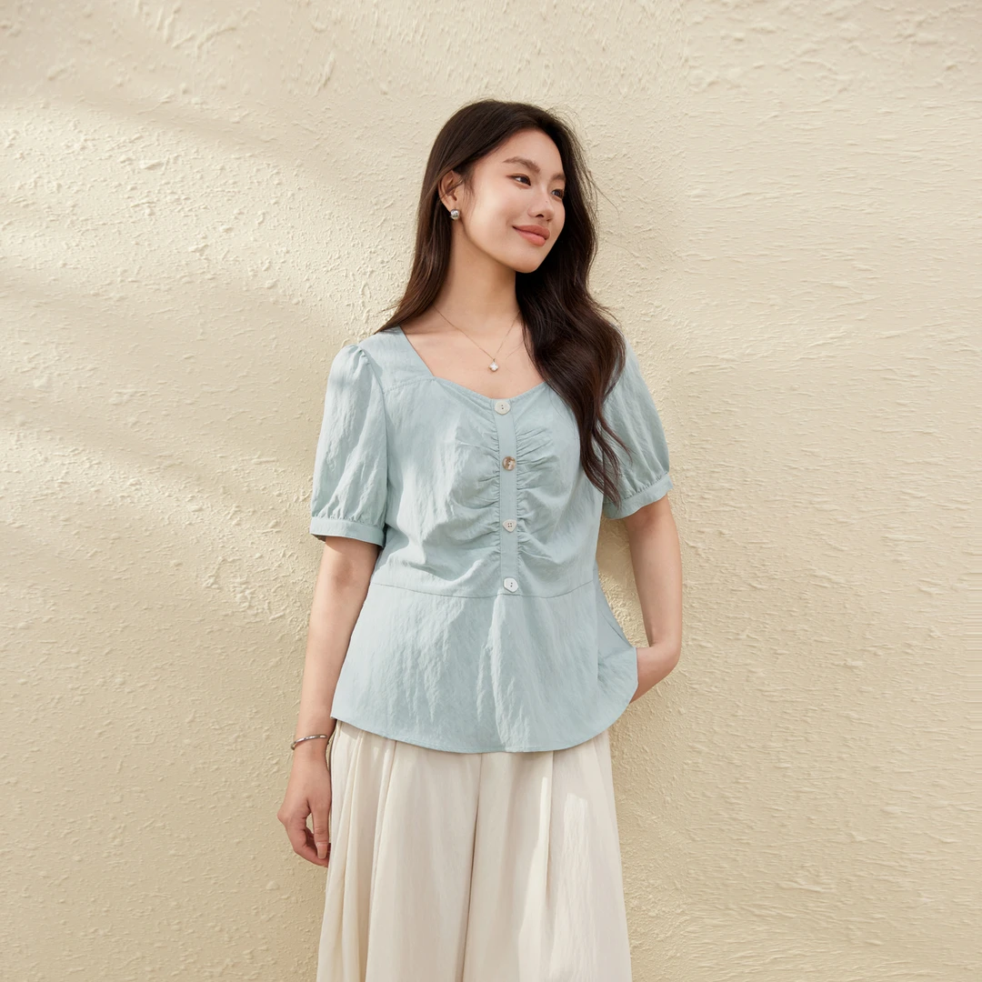 【优雅洋气衬衫】纤莉秀E大码女装休闲通勤百搭衬衫法式上衣QK0968