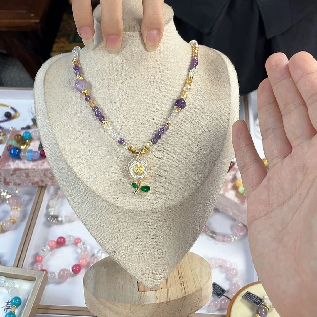 水晶手链银S925镀金镶嵌