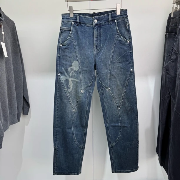 【老弟男装】双枪秋冬新款男士直筒百搭水洗做旧牛仔裤