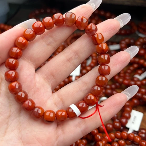 瓦西原矿南红老型珠手串8+mm多样性发一