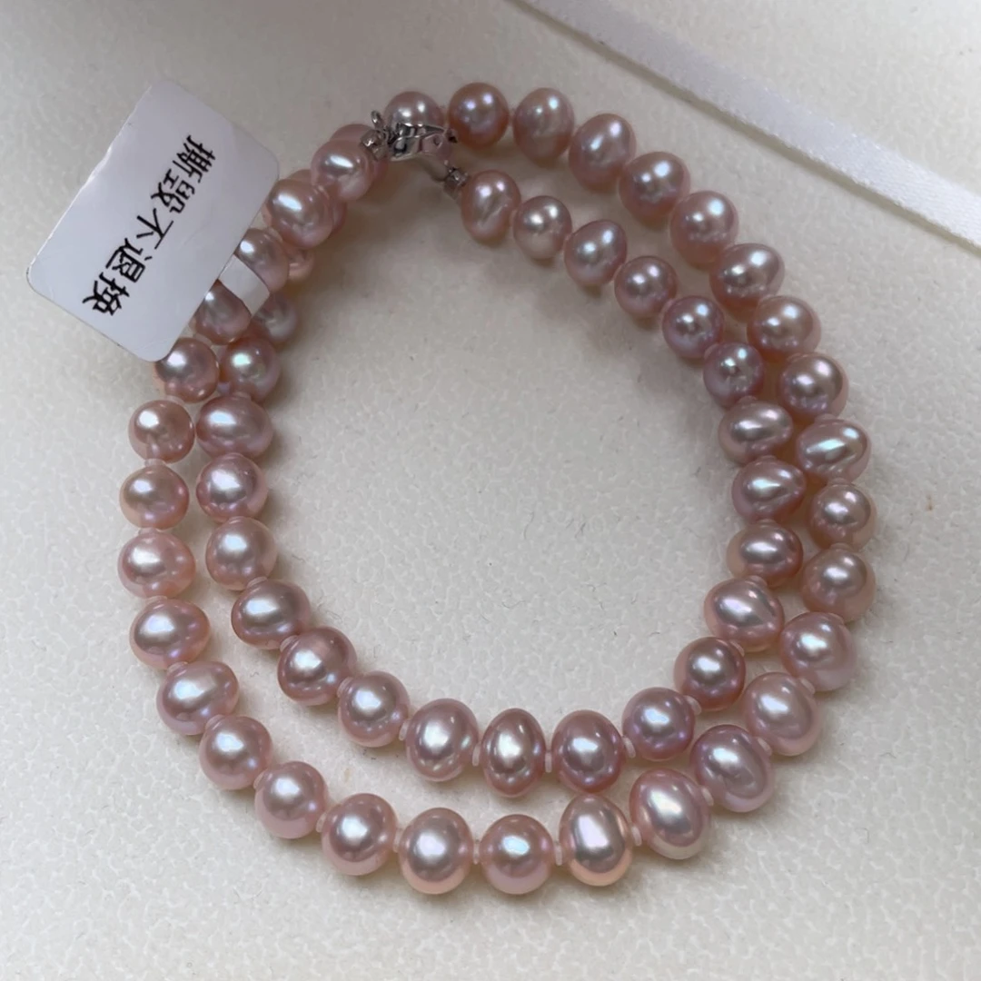 淡水珍珠银S925镶嵌颈饰7-8mm