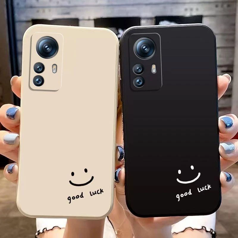 黑白简约笑脸适用红米k50至尊版手机壳22081212C软硅胶情侣软套潮
