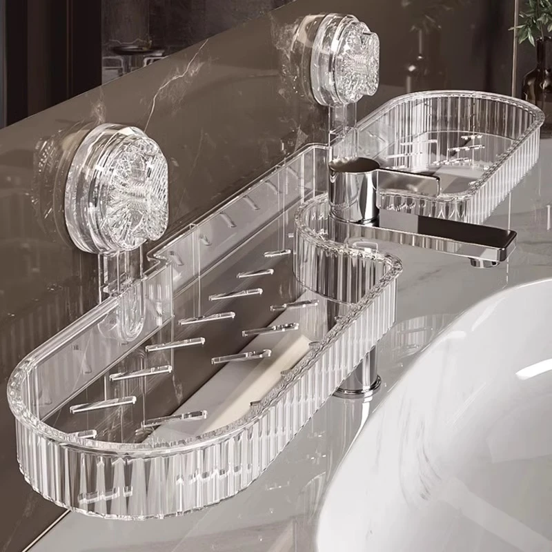 吸盘洗漱台置物架壁挂免打孔卫生间浴室镜前洗手池水龙头收纳挂架