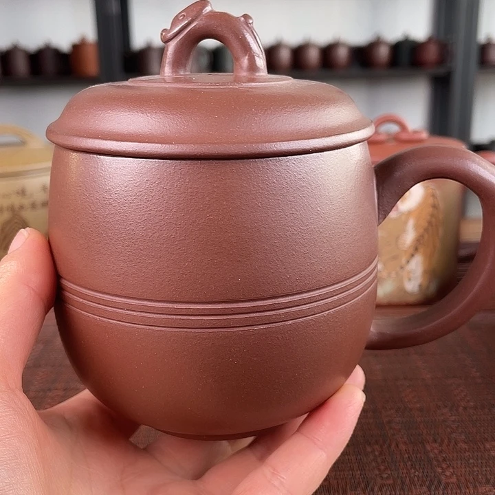 紫砂茶杯宜兴原砂紫砂盖杯微瑕