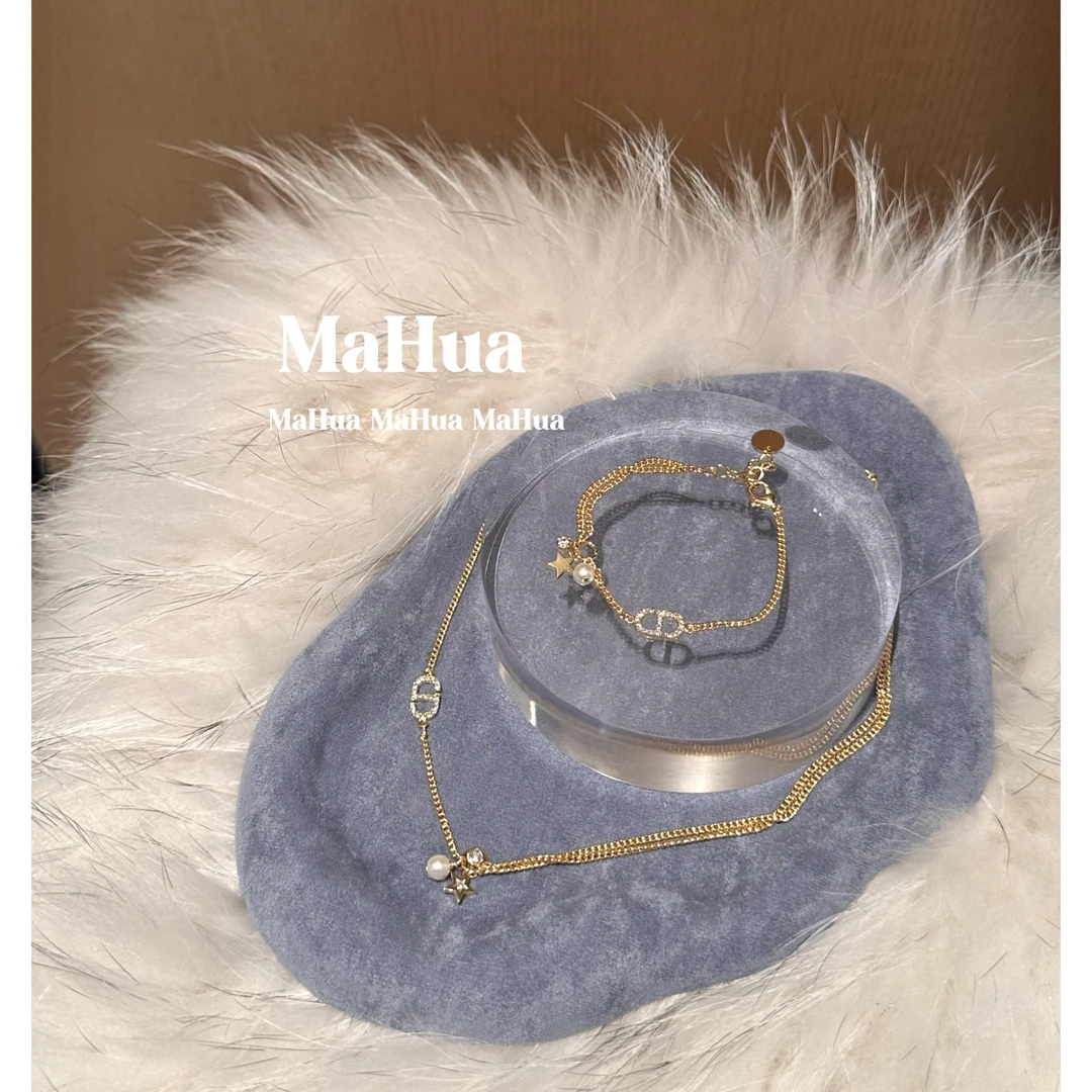 铜合金项链 P2339 法式叠戴星星项链