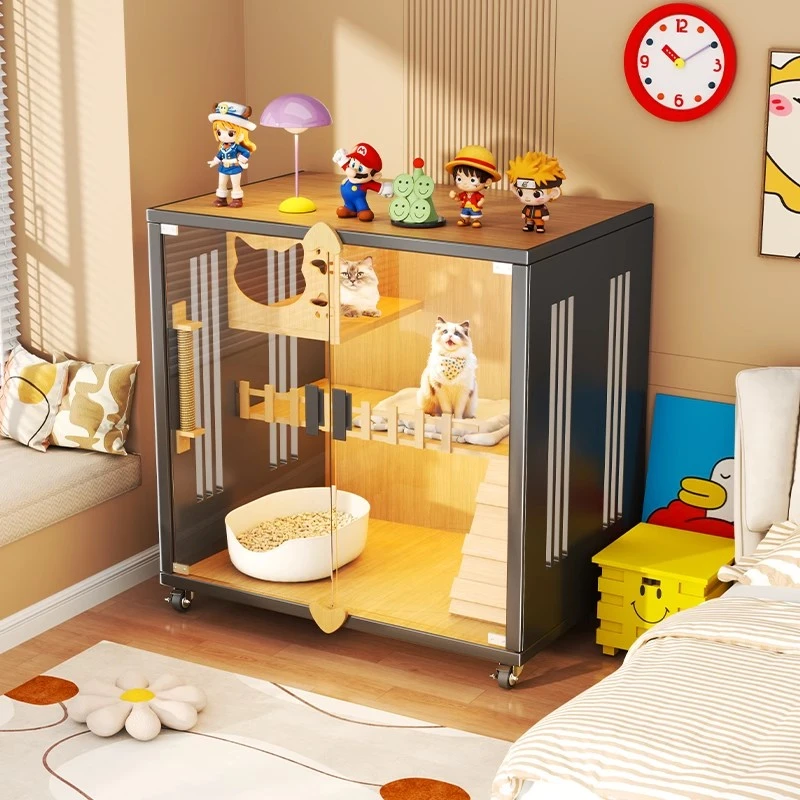 猫别墅家用室内猫窝超大自由空间猫笼子豪华实木猫屋四季通用猫房