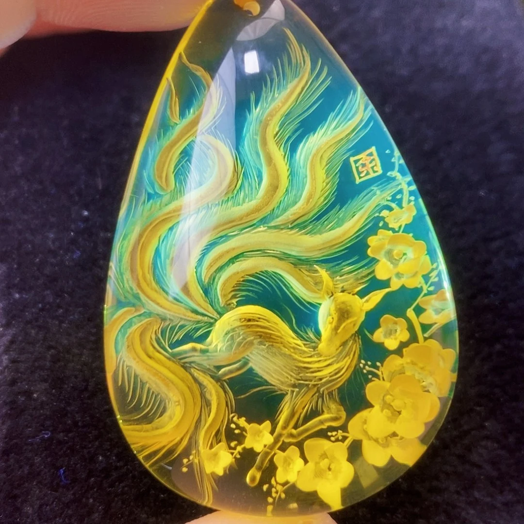 金珀未镶嵌吊坠(不含链)九尾灵狐