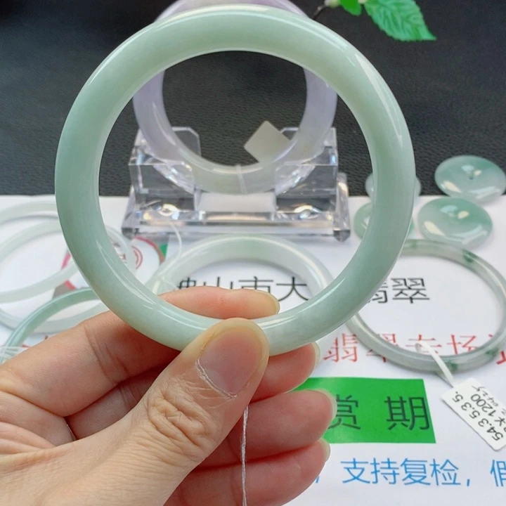 翡翠未镶嵌手镯美人条手镯63-64圈口