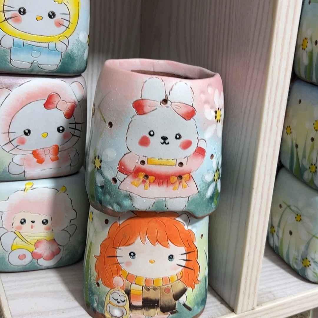 Y***吧景德镇炫彩手绘陶瓷花盆