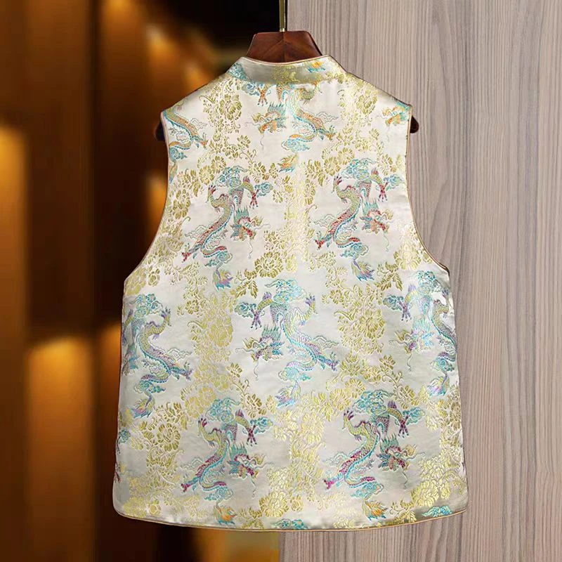 马夹立领提花薄款复古民族风中式马甲夏季上衣碎花时尚网红